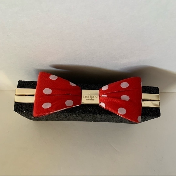 ❌❌NWT. KATE SPADE X DISNEY Minnie Mouse Bow Clasp Glitter Clutch - Picture 7 of 12